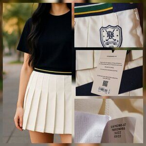 Banana Republic Athletics Pleated Varsity Mini Skirt W 40 - Preppy New w Defect